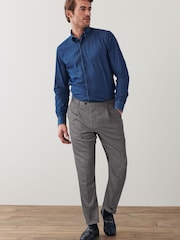 Light Grey Regular Pleat Flannel Formal Trousers - Image 3 of 8