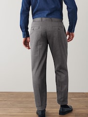 Light Grey Regular Pleat Flannel Formal Trousers - Image 4 of 8