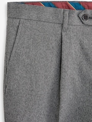Light Grey Regular Pleat Flannel Formal Trousers - Image 7 of 8