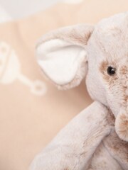 Babbico Light Beige Elephant Plush Toy With 100% Cotton Blanket 2 Piece Baby Gift Set - Image 5 of 6