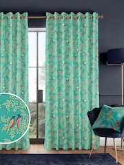 Sara Miller Green Birds Made to Measure Curtains - Image 1 of 9