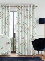 Sara Miller Duck Egg 100% Cotton Birds & Trellis Made to Measure Curtains - Image 1 of 8