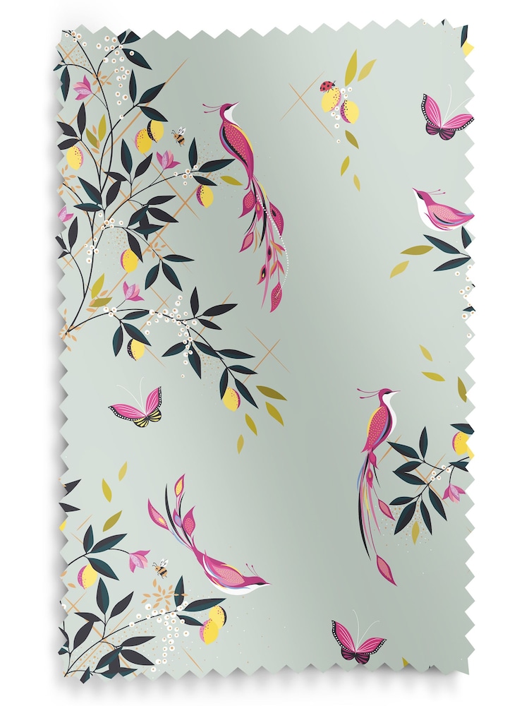 Sara Miller Duck Egg 100% Cotton Birds & Trellis Made to Measure Curtains - Image 8 of 8