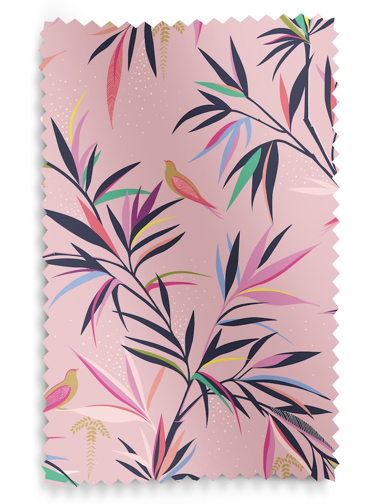 Sara Miller Soft Pink 100% Cotton Bamboo Made to Measure Curtains - Image 9 of 9