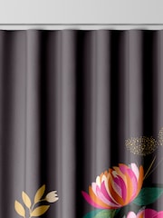 Sara Miller Dark Grey 100% Cotton Peony Border Made to Measure Curtains - Image 8 of 9