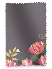 Sara Miller Dark Grey 100% Cotton Peony Border Made to Measure Curtains - Image 9 of 9