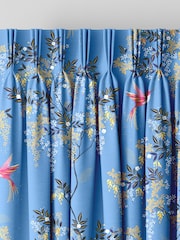 Sara Miller Cornflower Blue 100% Cotton Hummingbird Made to Measure Curtains - Image 2 of 8