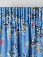 Sara Miller Cornflower Blue 100% Cotton Hummingbird Made to Measure Curtains - Image 5 of 8