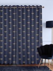 Sara Miller Navy 100% Cotton Dragonfly Made to Measure Curtains - Image 2 of 9
