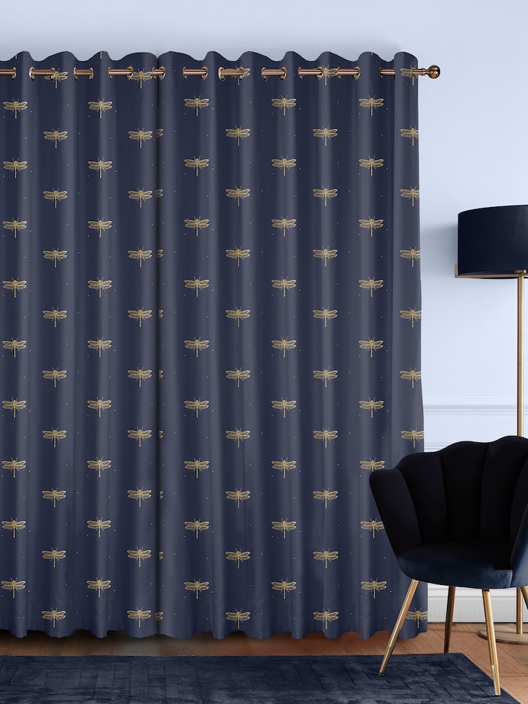 Sara Miller Navy Dragonfly Made to Measure Curtains - Image 2 of 9 Sara Miller Navy Dragonfly Made to Measure Curtains - Image 2 of 9