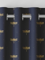 Sara Miller Navy 100% Cotton Dragonfly Made to Measure Curtains - Image 7 of 9