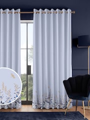Sara Miller Pale Blue 100% Cotton Wisteria Made to Measure Curtains - Image 1 of 9