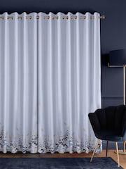 Sara Miller Pale Blue 100% Cotton Wisteria Made to Measure Curtains - Image 2 of 9
