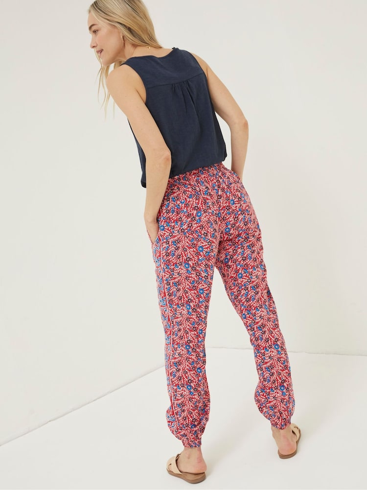 FatFace Red Lyme Woodblock Cuffed Trousers - Image 2 of 5