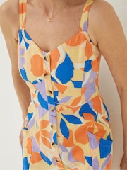 FatFace Orange Corey Stencil Floral Midi Dress - Image 3 of 5