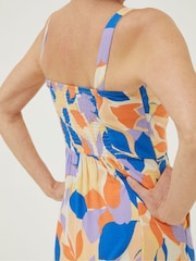 FatFace Orange Corey Stencil Floral Midi Dress - Image 4 of 5