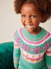 Green Fairisle Pattern Jumper Dress (3mths-7yrs) - Image 4 of 8