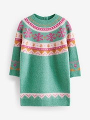 Green Fairisle Pattern Jumper Dress (3mths-7yrs) - Image 5 of 8