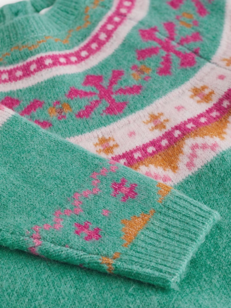 Green Fairisle Pattern Jumper Dress (3mths-7yrs) - Image 8 of 8 Green Fairisle Pattern Jumper Dress (3mths-7yrs) - Image 8 of 8