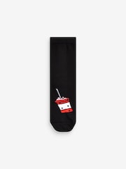 Black Food Cotton Rich Socks 7 Pack - Image 4 of 8