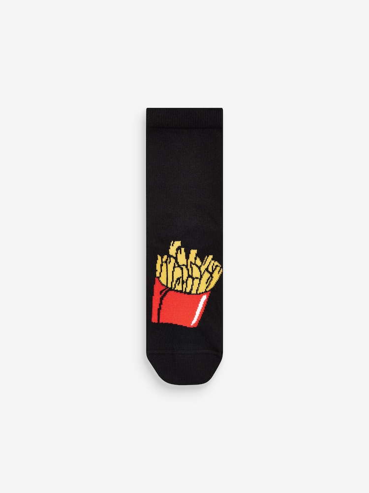 Black Food Cotton Rich Socks 7 Pack - Image 8 of 8