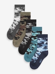Camouflage Patterned Thermal Socks 5 Pack - Image 1 of 6