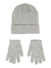 Nike Grey Club Older Kids Knitted Beanie Hat and Gloves Set 8-15yrs - Image 2 of 2