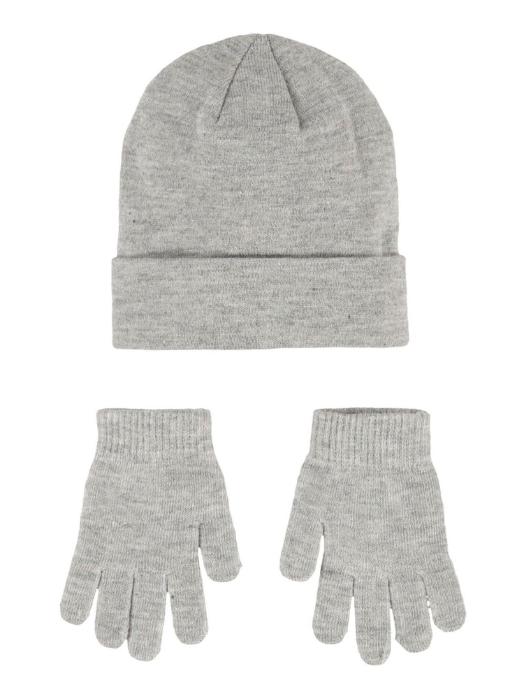 Nike Grey Club Older Kids Knitted Beanie Hat and Gloves Set 8-15yrs - Image 2 of 2