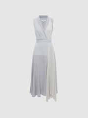Reiss Lilac Claire Pleated Fitted Midi Dress - Image 2 of 5