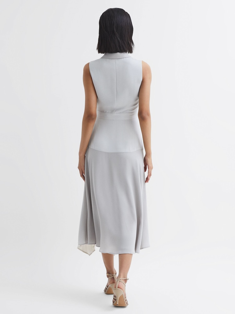 Reiss Lilac Claire Pleated Fitted Midi Dress - Image 5 of 5