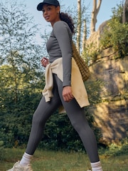 Slate Grey Ribbed Seamless High Waist Leggings - Image 1 of 7