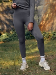 Slate Grey Ribbed Seamless High Waist Leggings - Image 2 of 7