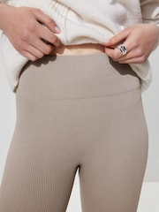 Neutral Ribbed Seamless High Waist Leggings - Image 5 of 7
