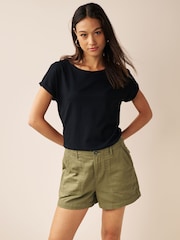 Black/Neutral Cap Sleeve 100% Cotton T-Shirts 2 Pack - Image 5 of 8