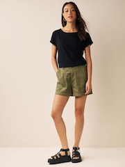 Black/Neutral Cap Sleeve 100% Cotton T-Shirts 2 Pack - Image 6 of 8