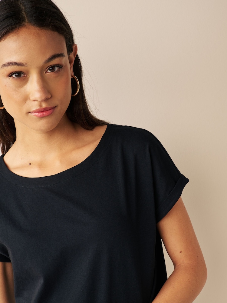 Black/Neutral Cap Sleeve 100% Cotton T-Shirts 2 Pack - Image 8 of 8
