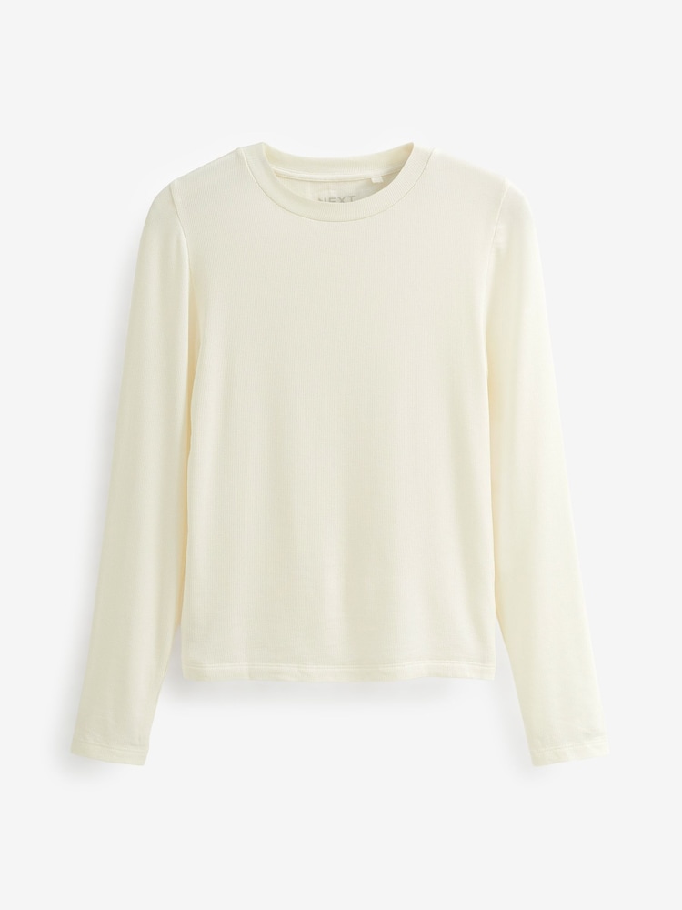 Ecru - Weiches geripptes Shirt mit langen Ärmeln und TENCEL™ Lyocell - Image 5 of 6