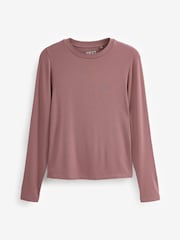 Mauve Soft Touch Ribbed Long Sleeve T-Shirt with TENCEL™ Lyocell - Image 5 of 6
