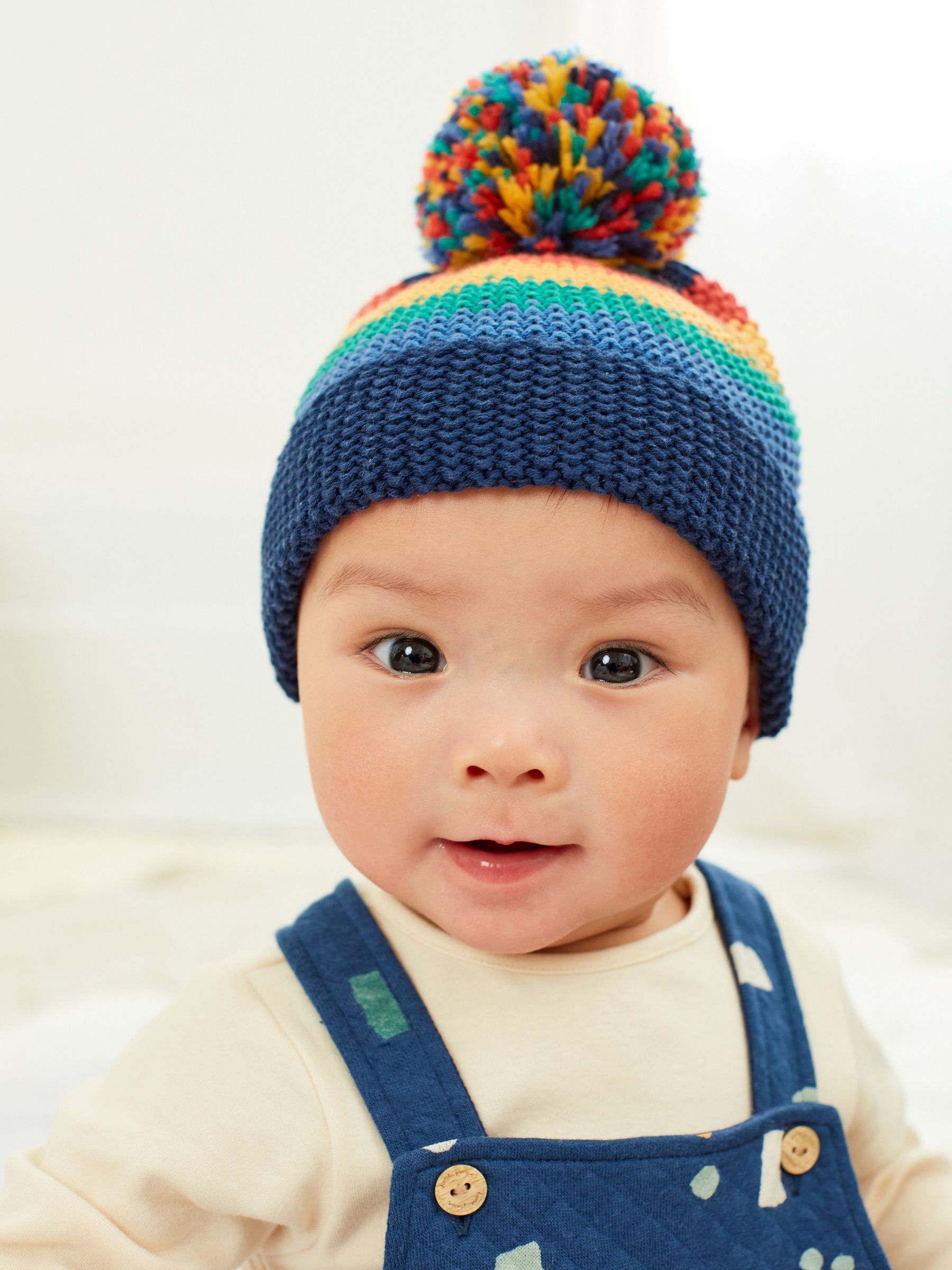 Buy Rainbow Blue Baby Knitted Pom Hat (0mths-2yrs) from Next Luxembourg