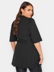 Yours Curve Black London Cut Out Peplum Top - Image 2 of 4