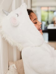 Beli enorog - 3D Unicorn Teddy (sintetična tkanina) borg Flis vse v enem (1.5-16yrs) - Slika 3 iz 5