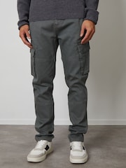 Threadbare Grey Cotton Cargo Pocket Trousers With Stretch - Image 1 of 1