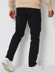 Threadbare Black Cotton Cargo Pocket Trousers With Stretch - Image 2 of 4
