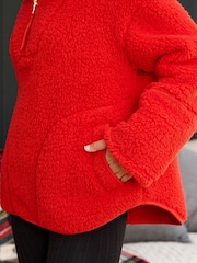 Red Borg Fleece Funnel Neck Half Zip Top - Image 7 of 9