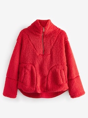 Red Borg Fleece Funnel Neck Half Zip Top - Image 8 of 9