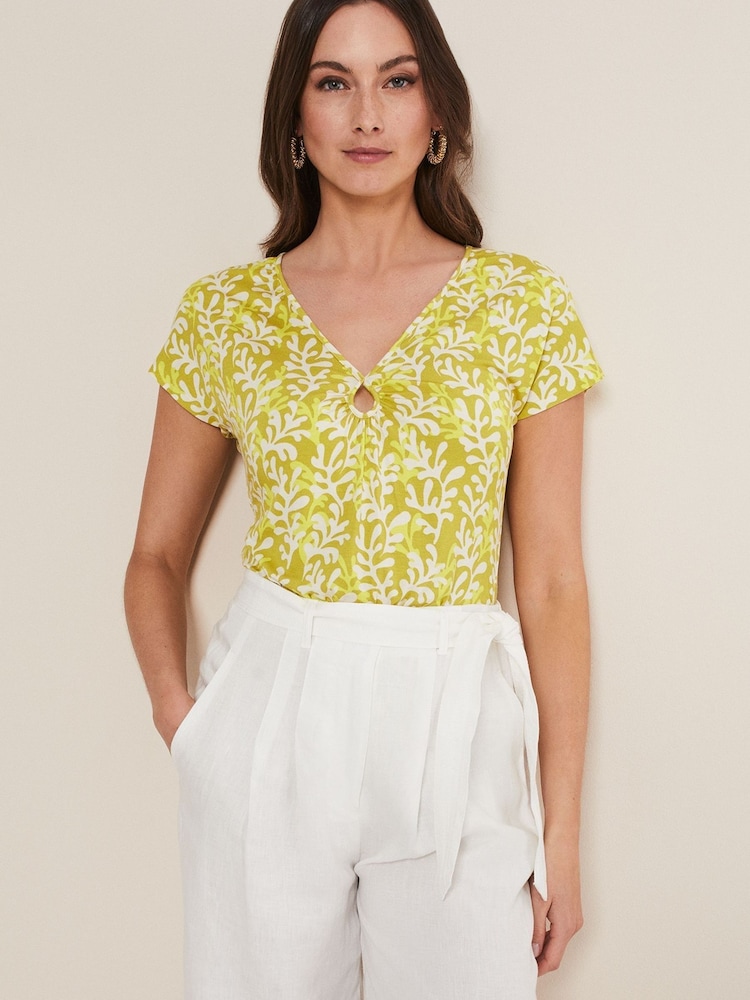 Phase Eight Yellow Rena Keyhole Top - Image 1 of 6 Phase Eight Yellow Rena Keyhole Top - Image 1 of 6
