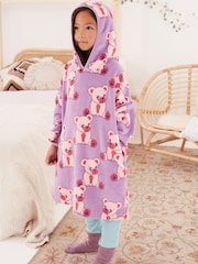 Lilac Purple Bear Fleece Hooded Blanket (3-16yrs) - Image 1 of 7