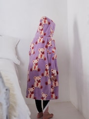Lilac Purple Bear Fleece Hooded Blanket (3-16yrs) - Image 3 of 7