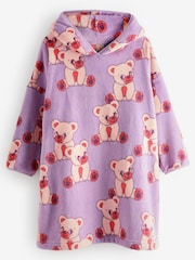 Lilac Purple Bear Fleece Hooded Blanket (3-16yrs) - Image 6 of 7
