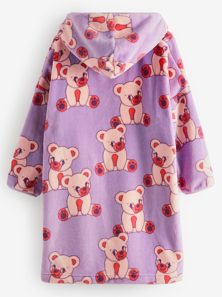 Lilac Purple Bear Fleece Hooded Blanket (3-16yrs) - Image 7 of 7